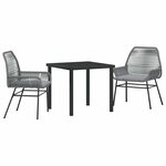 vidaXL Ensemble de salle à manger pour jardin 3 Pièces Gris polyrotin