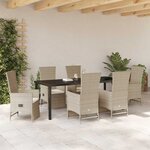vidaXL Ensemble de salle à manger pour jardin 7 Pièces Beige polyrotin