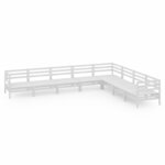vidaXL Salon de jardin 8 Pièces Bois de pin massif Blanc