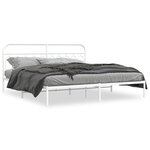 vidaXL Cadre de lit métal sans matelas et tête de lit blanc 200x200 cm