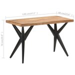 vidaXL Table de salle à manger 120x60x76 cm Bois solide d'acacia