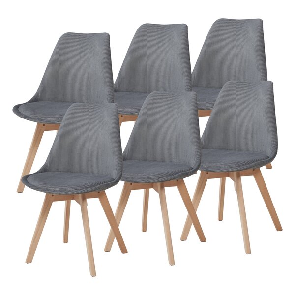 Lot de 6 chaises de salle à manger velours côtelé gris 03_0009894