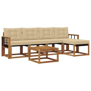 vidaXL Ensemble de canapés d'extérieur 6 pc Naturel et Beige