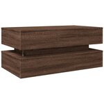 vidaXL Table basse avec lumières LED chêne marron 90x50x40 cm