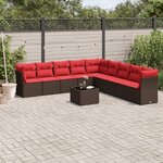 vidaXL Salon de jardin 10 Pièces avec coussins marron résine tressée