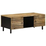 vidaXL Table basse noir 100x54x40 cm bois massif de manguier brut