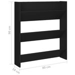 vidaXL Armoire à chaussures murale noir 80x18x90 cm bois d'ingénierie
