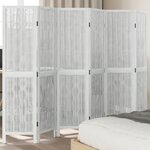 vidaXL Cloison de séparation 6 panneaux blanc bois de paulownia massif