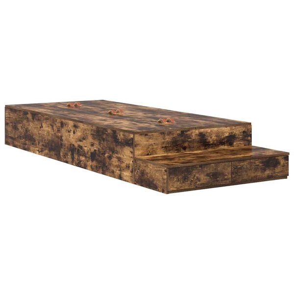vidaXL Cadre de lit avec rangement Chêne fumé 80 cm Bois d'ingénierie