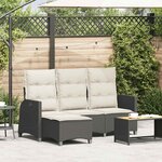 vidaXL Canapé de jardin inclinable coussins forme de L noir polyrotin