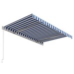 vidaXL Auvent rétractable automatique 300x250 cm Bleu et blanc