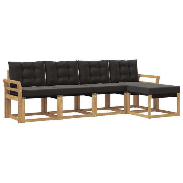 vidaXL Ensemble de canapés d'extérieur 5 pc Blanc et noir