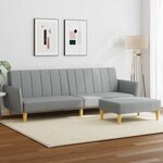 vidaXL Canapé-lit à 2 places avec repose-pied gris clair tissu