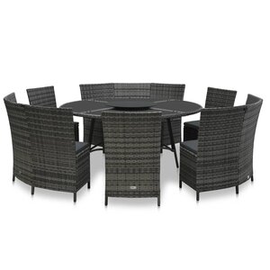 vidaXL Ensemble à manger d'extérieur 7 Pièces avec coussins rotin Gris