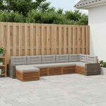 vidaXL Ensemble de canapés d'extérieur 7 Pièces Naturel et gris clair