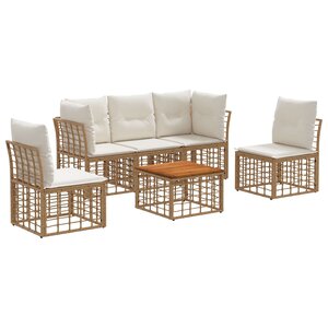 vidaXL Ensemble de canapés d'extérieur 6 pc Blanc Naturel et Crème
