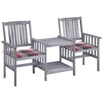 vidaXL Chaises de jardin avec table à thé et coussins Acacia solide