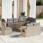 vidaXL Salon de jardin avec coussins 9 Pièces beige résine tressée