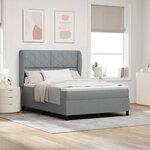 vidaXL Lit à ressorts avec matelas Gris clair 160 x 200 cm tissu