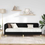 vidaXL Cadre de lit d'angle avec matelas Noir 80 x 200 cm tissu