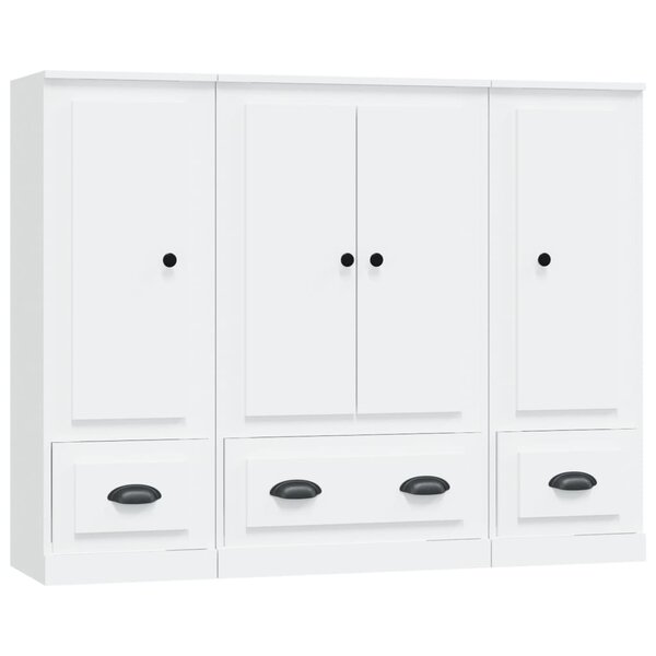 vidaXL Buffets 3 Pièces blanc bois d'ingénierie