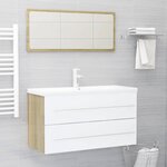 vidaXL Ensemble de meubles de bain 2 Pièces Blanc/chêne sonoma Aggloméré