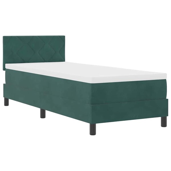 Lit coffre vidaXL avec matelas vert foncé 80x200 cm en velours