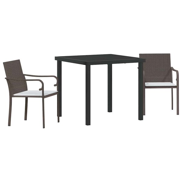 vidaXL Ensemble de salle à manger pour jardin 3 Pièces Marron et Noir