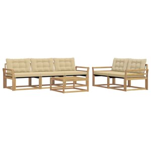 vidaXL Ensemble de canapés d'extérieur 6 Pièces Blanc et Beige
