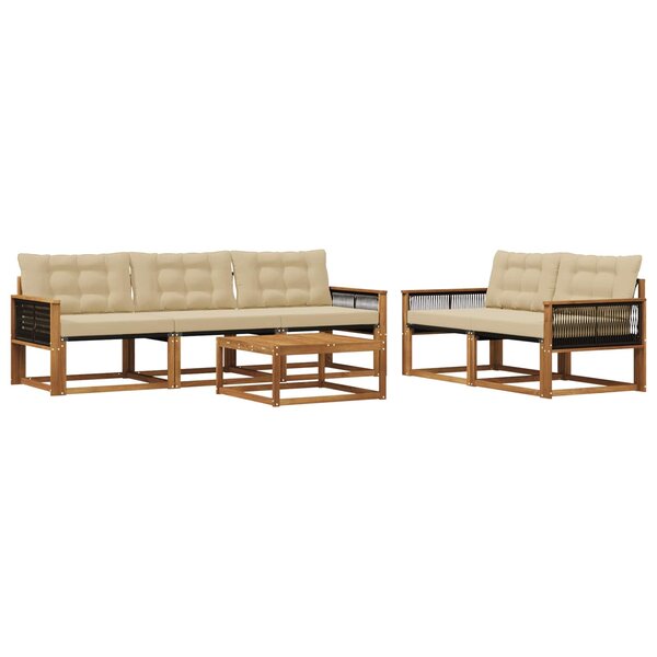 vidaXL Ensemble de canapés d'extérieur 6 Pièces Naturel et Beige