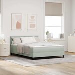 vidaXL Lit à ressort LED avec matelas Gris clair 140 x 190 cm Velours