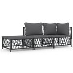 vidaXL Salon de jardin avec coussins 3 Pièces anthracite acier