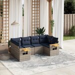 vidaXL Salon de jardin 6 Pièces avec coussins gris résine tressée