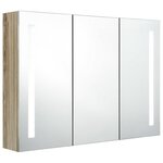 vidaXL Armoire de salle de bain à miroir LED 89x14x62 cm chêne