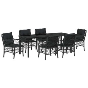 vidaXL Ensemble de salle à manger pour jardin 7 Pièces Noir polyrotin