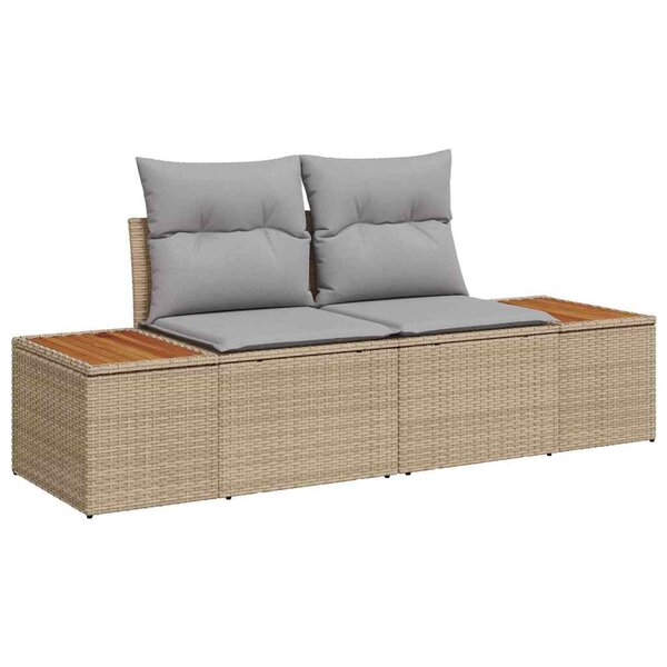 vidaXL Sofa de jardin 2 places avec rangement et coussins en polyrotin beige