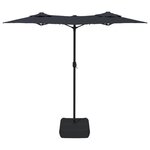 vidaXL Parasol de jardin à double tête avec LED noir 316x145 cm