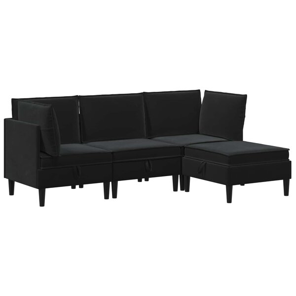 vidaXL Ensemble de meubles pour le salon 4 pc Noir Velours