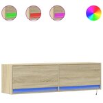 vidaXL Meuble TV mural avec lumières LED chêne sonoma 140x31x38 cm