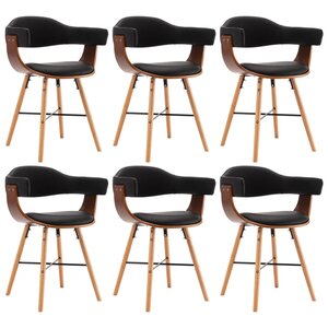 vidaXL Chaises à manger lot de 6 noir similicuir et bois courbé