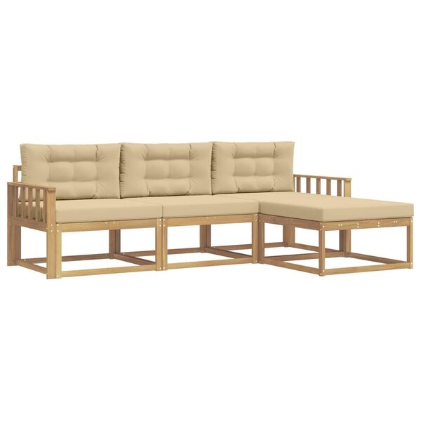 vidaXL Ensemble de canapés d'extérieur 4 Pièces Blanc et Beige Polyester