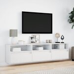vidaXL Meuble TV mural avec LED blanc 180x31x45 cm