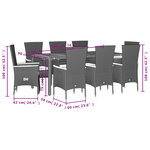vidaXL Ensemble à manger de jardin 9Pièces coussins noir résine tressée
