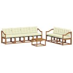 vidaXL Ensemble de canapés d'extérieur 8 pc Naturel et Crème