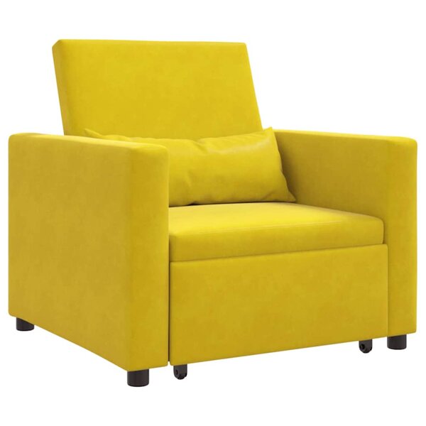 vidaXL Canapé-lit escamotable simple Jaune 90 x 165 x 87 cm Velours