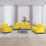 vidaXL Ensemble de canapés 3 Pièces avec coussins Jaune clair Tissu