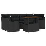 vidaXL Ensemble de canapé de jardin 7 pièces en poly rotin noir et en acacia.