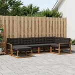 vidaXL Ensemble de canapés d'extérieur 6 Pièces Naturel et noir