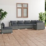 vidaXL Salon de jardin 6 Pièces avec coussins Résine tressée Gris