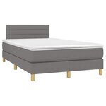 vidaXL Sommier à lattes de lit matelas LED gris foncé 120x190 cm tissu